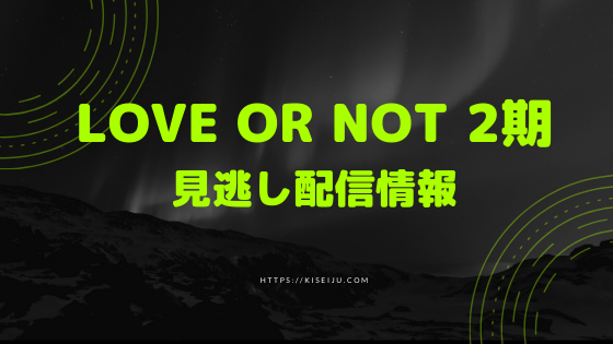 Love Or Not 2期の見逃し配信動画を無料でフル視聴する方法 1話 全話 Kisei Movie