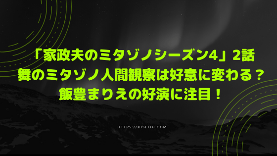 家政夫のミタゾノシーズン4 2話 人間観察好きの舞はミタゾノをミて好意を抱く 飯豊まりえの好演に注目 Kisei Movie