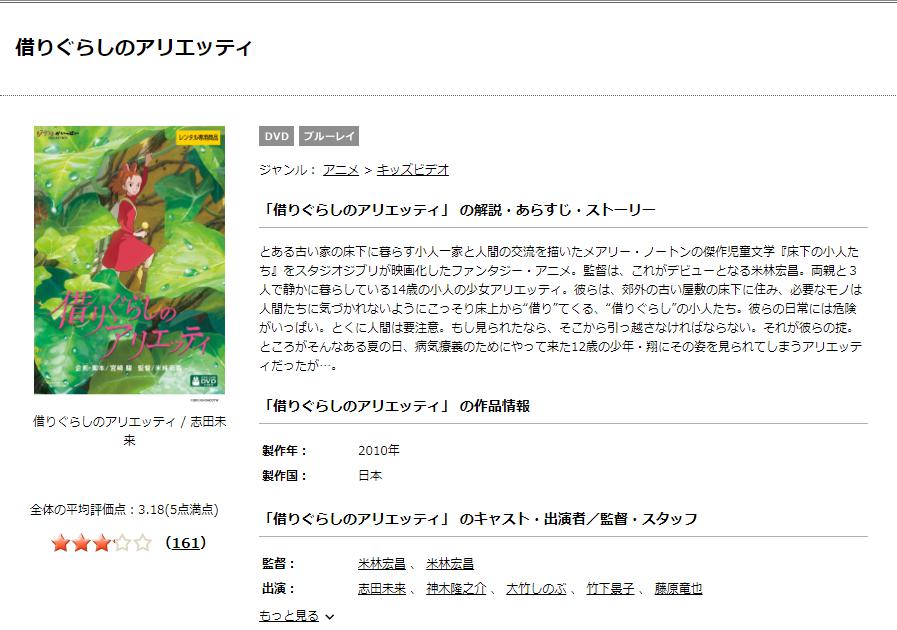 映画「借りぐらしのアリエッティ」動画配信サービスで無料で視聴する 